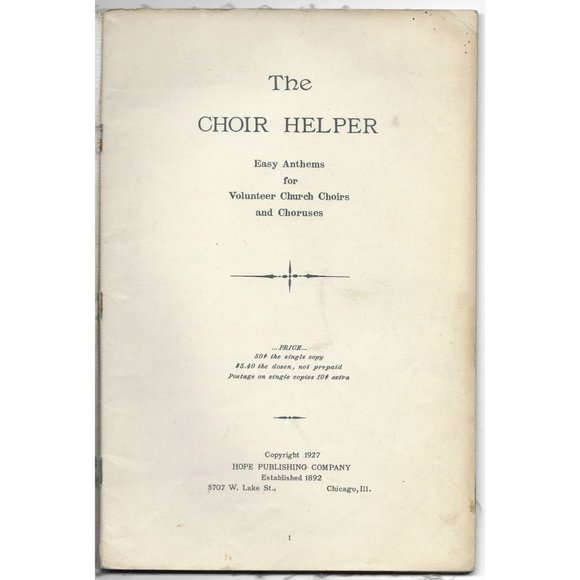 The Choir Helper Easy Anthems for Volunteer Church Choirs 1927 Hope Publishing - Picture 3 of 5
